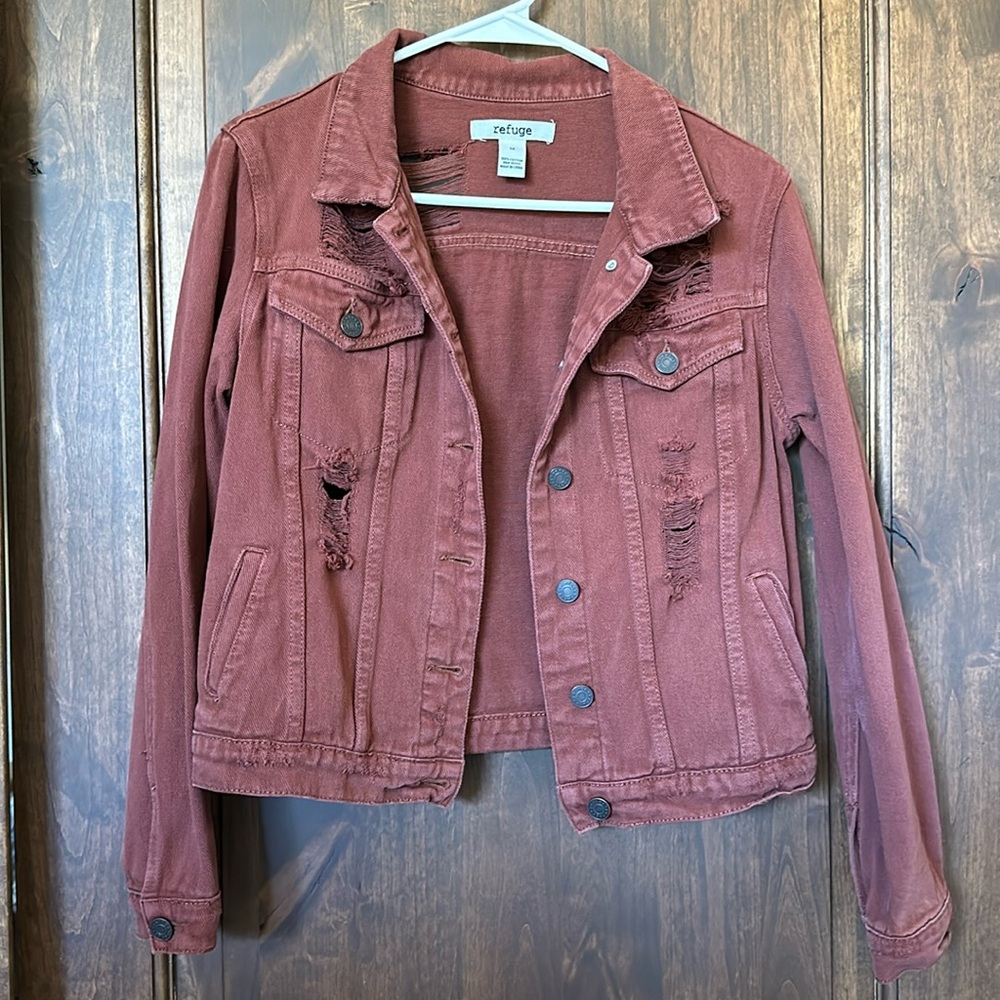 Distressed denim jacket